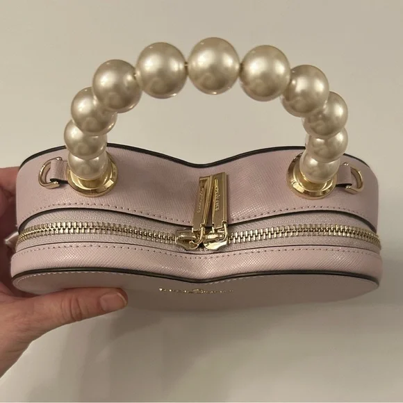 🎉 3X HP 🎉 Kate Spade Love Shack Lilac Purple Heart Bag with Faux Pearl Handle - Picture 3 of 6